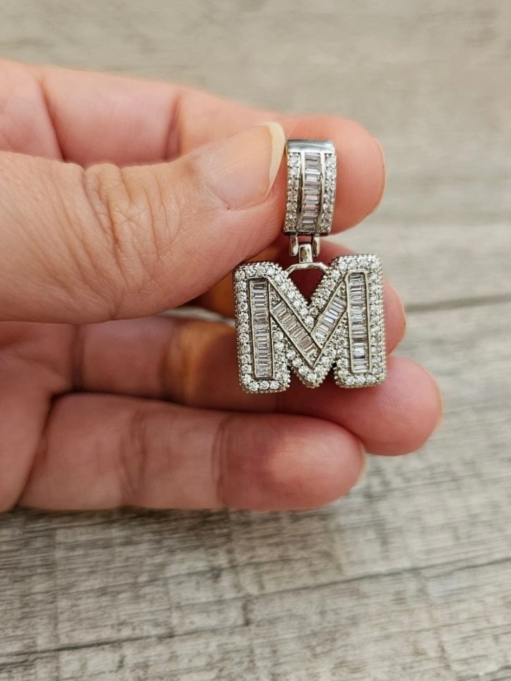Sterling Silver  plated Letters A to Z Initial Baguette CZ P - Picture 2 of 15